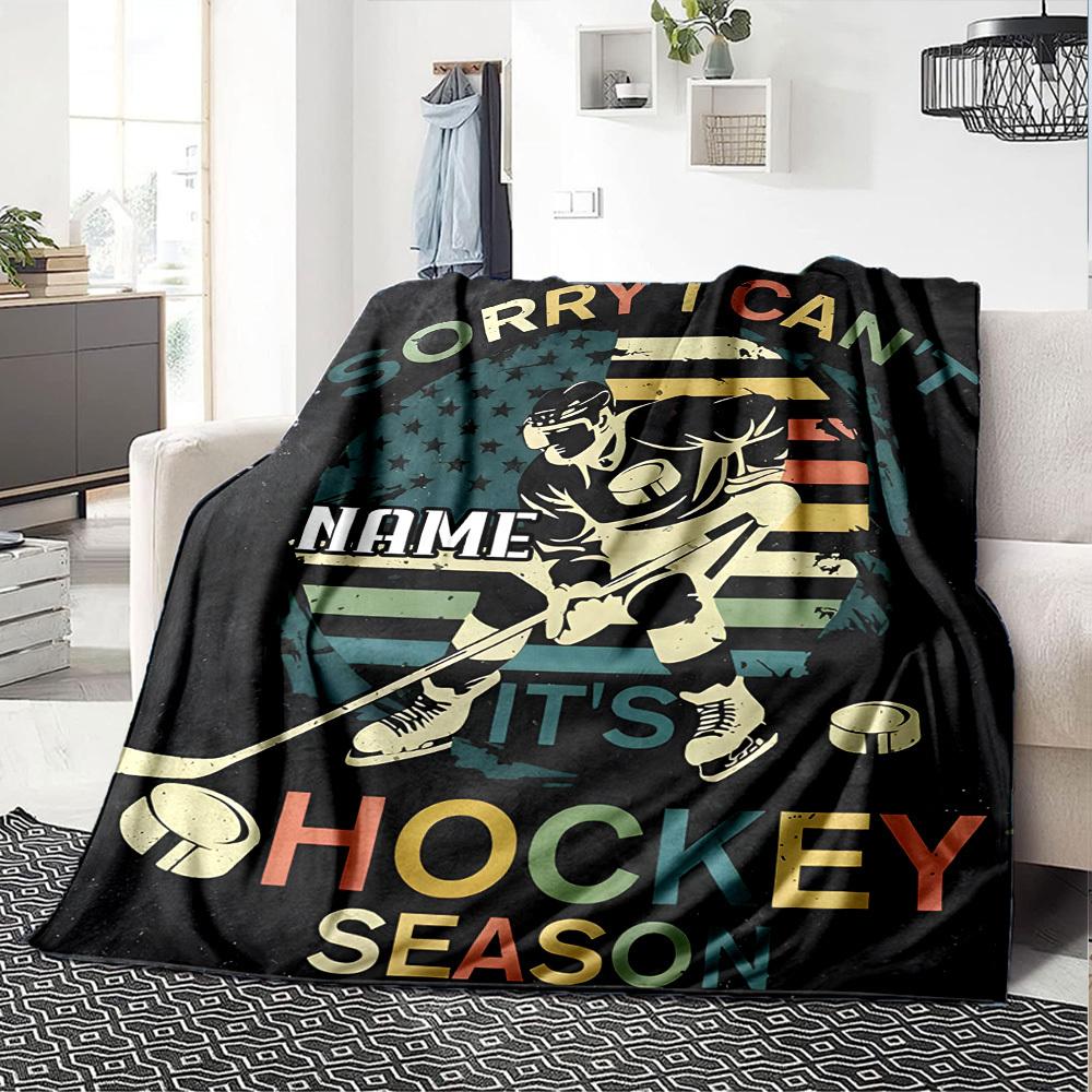 Hockey Lifestyle Eat Sleep Play Repeat Live Love Throw Customize Text Comfortable Texture Versatile For Sofa Couch Office Bed Picnics Allseason Use