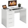 Scrivania per computer ad alta lucentezza con 4 cassetti, 110 x 60 cm, scrivania con contenitore, stile moderno, bianco