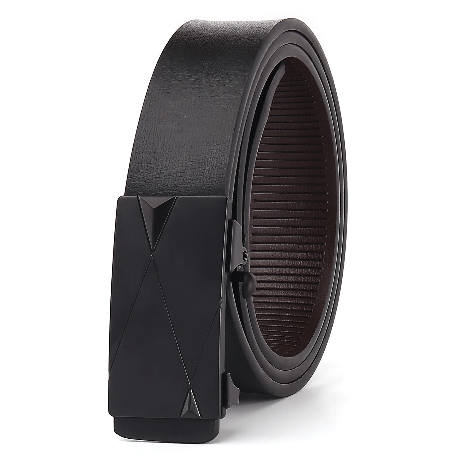 

Мужской ремень из коровьей кожи с автоматической пряжкой, деловой повседневный, средний зеленый ремень для мужчин One Size чёрный