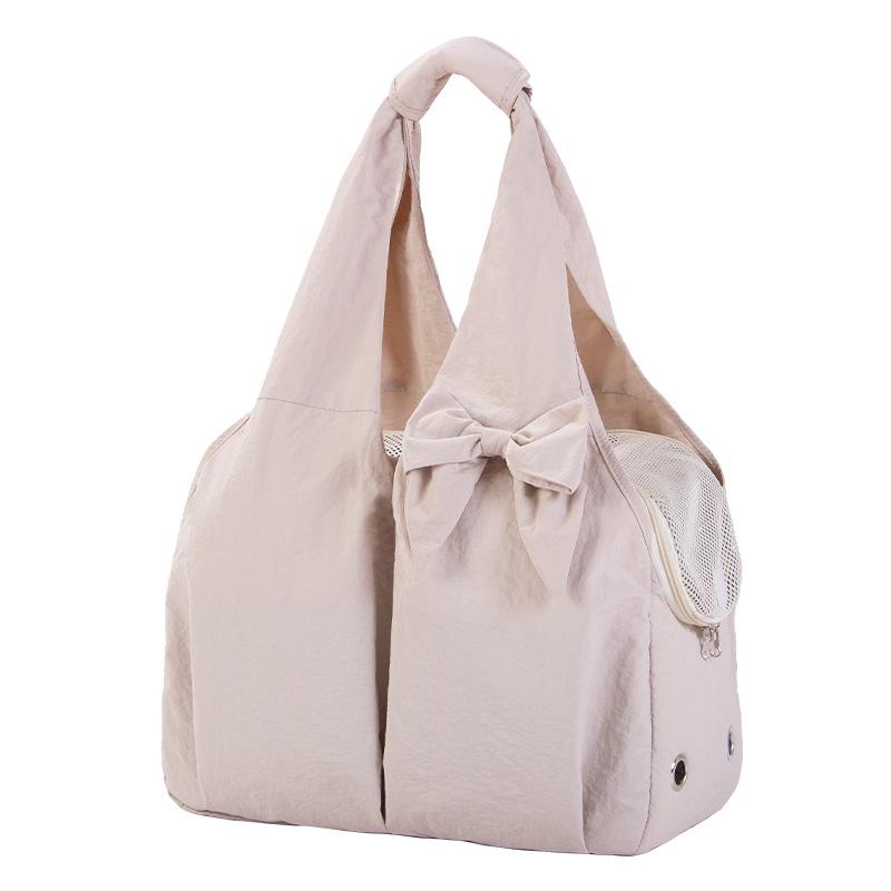 

Портативный дышащий рюкзак для питомцев большой вместимости для маленьких собак и кошек бежевый