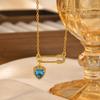 Fashion Heart Zircon Paper Clip Necklace for Women,Gold Color Stainless Steel Flat Rolo Chain Necklaces,Chic Jewelry Gifts