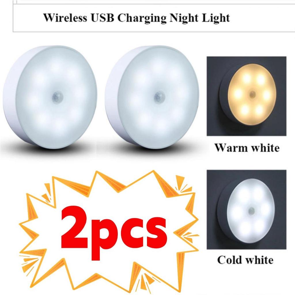 2/3/4/5 stk Bevegelsessensor LED Nattlys USB Oppladbar Nattlampe for Kjøkkenskap Garderobelampe Trapp trådløs Skaplampe