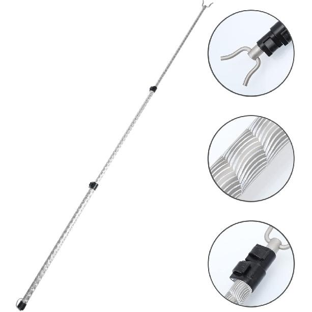 DOITOOL Closet Reacher Pole Telescoping Garment Pole Clothing Hanger Shepherds Hook Closet Pole with Utility Hook Long Reach Stick for Closet Shelf