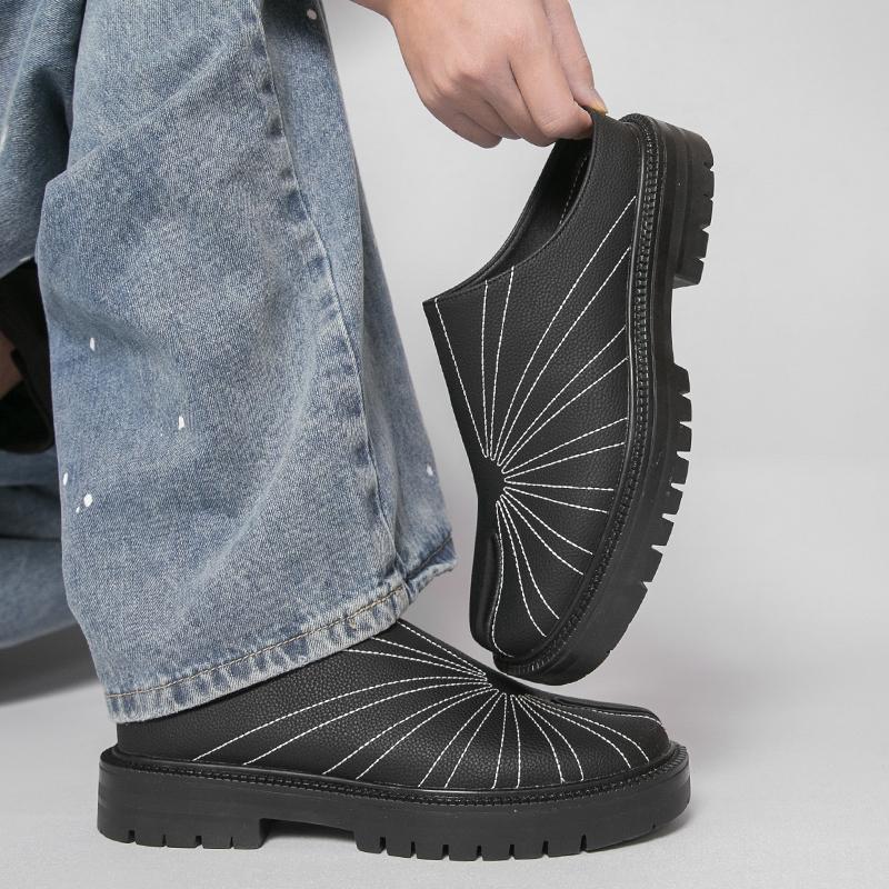 Big Size Mules Man Slip On Flats Platform Half Shoes for Men Open-back Flat Sneakers Backless Casual Shoes Leather Slide Sandals