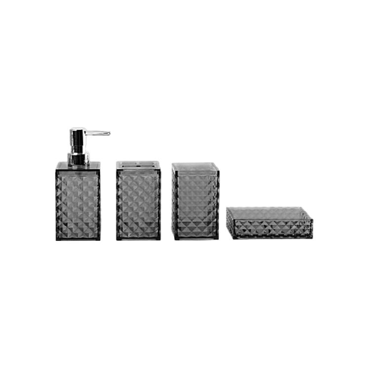 Pack of 4 Modern Diamonds Grids Bathroom Organizers Set Plastic Containers for Countertop Bathtubs Storage Easy to Wipe