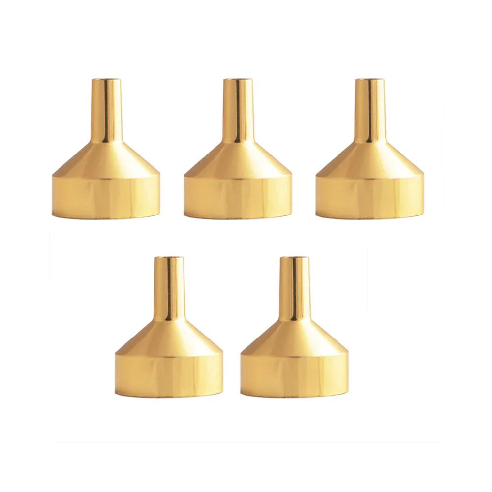 

5/10 шт. Металлическая мини-воронка для кухонного масла, воронка для жидкости со съемным фильтром, широкое горлышко для переупаковки духов, кухонных принадлежностей 5pcs золотой