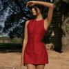 Elegante Vestido Camisero para Mujer Sin Mangas Cuello O Rojo Negro Vestidos Moda Verano Dama Mini Bata