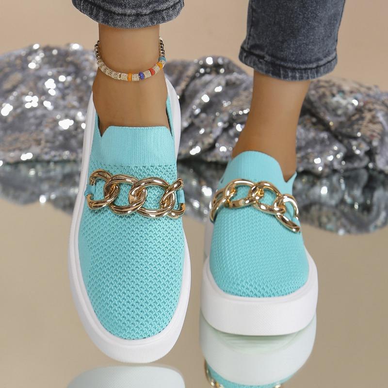 New large-size women's shoes thick-soled fly-woven breathable low-top single shoes women's cross-border foot set lazy wish