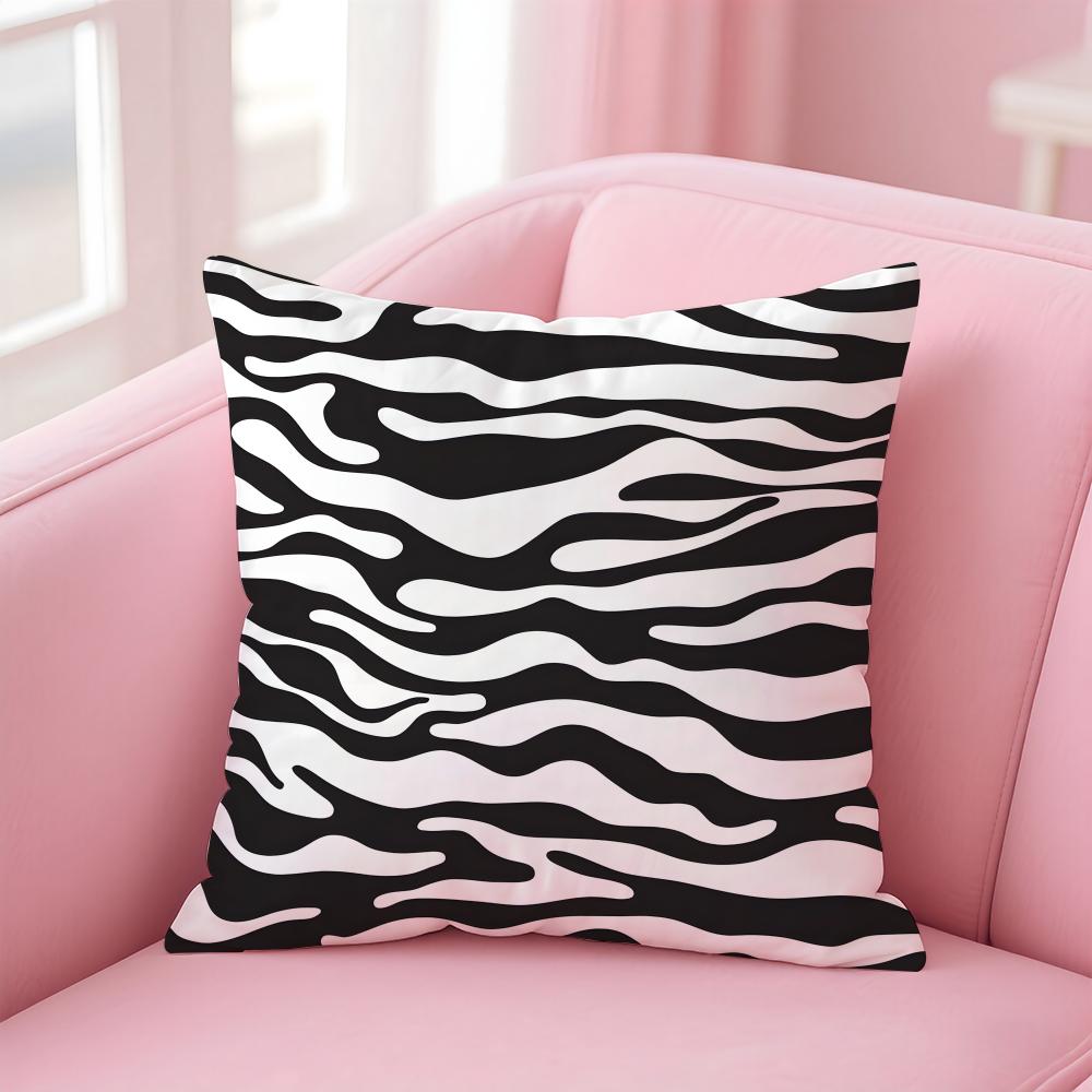 Klassieke Zwart-Witte Zebra Patroon Kussenhoes Linnen Kussenhoes Zachte Decoratieve Hoes Voor Bank Huisdecoratie