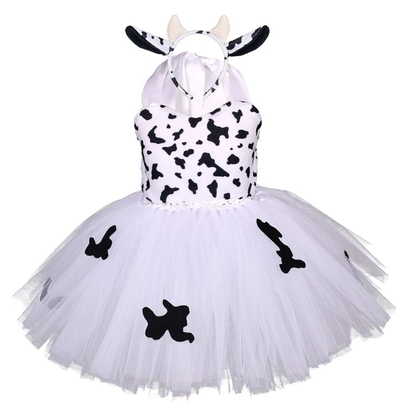 Mädchen Kuh Tutu Kleid Outfit Zoo Tier Kind Weihnachts Kostüme Kleinkind Baby Mädchen Aufführung Geburtstag Dschungel Party Kleid
