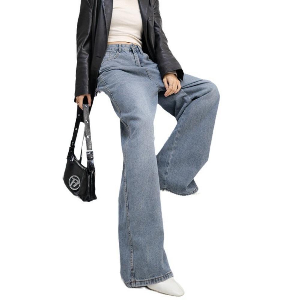 Líný vítr volné široké nohavice splývavé k podlaze džíny dámské jarní a podzimní nové trendy džíny s vysokým pasem příliv