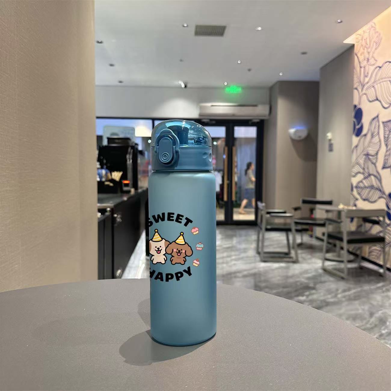 780ml 3D Printed Cute Cartoon Water Bottle Leakproof Plastic Straw Cup Portable Outdoor Large Capacity Sports Water Bottle 780ml