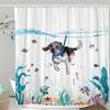 Pirate Cat Riding Shark Shower Curtain Funny Space Galaxy Rainbow Waterproof Fabric Bath Curtain With Hooks For Bathtub Decor