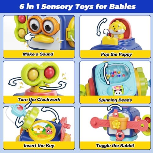 Montessori Toys for 1 Year Old, Activity Cube for Babies 6 9 12 18 Months, Sensory Learning Toys for Toddlers, Educational Gifts for Boys Girls