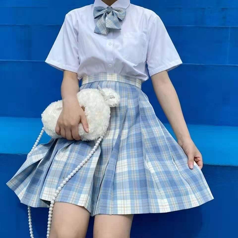 Ash Women's Academy Style Sailor Suit: Short Sleeve JK Student Uniform with Genuine Pleated Short Skirt