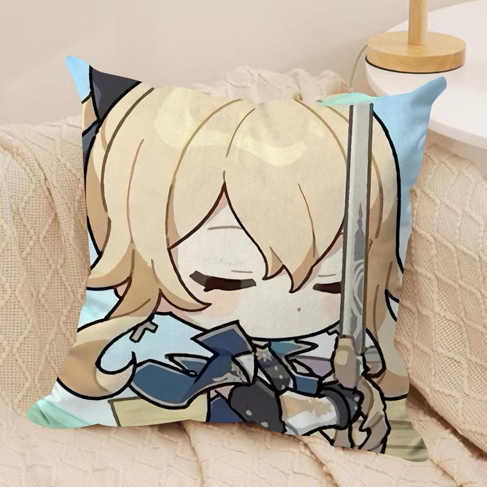 Jean Cute Cute Genshin Impact Cushion Cover Silky Short Plush Invisible Zipper Dustproof Sofa Pillow Case For Home Decor