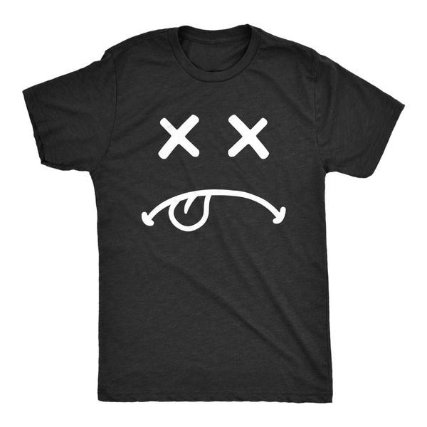 Dead Eyes Smile Graphic Crew Neck Short Sleeve Funny Death Lifeless Face Joke T-Shirt for Men Casual Graphic Tees