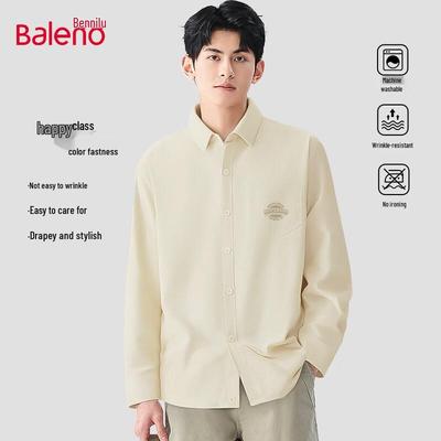 Baleno Men's Retro Corduroy Long-Sleeve Casual Shirt