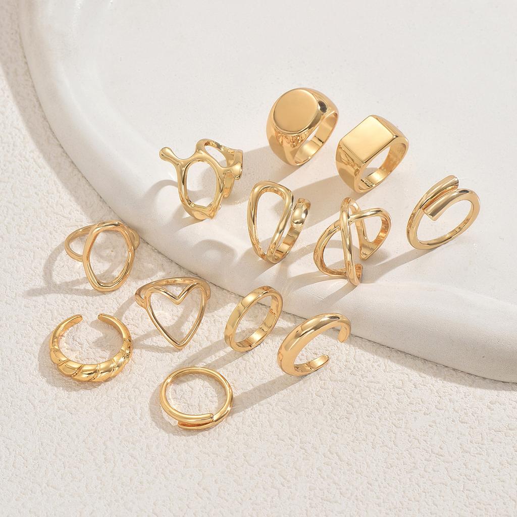 Wind Geometric Line Design Ring Jewelry Set Versatile High-end Ring Design Open Ring Women