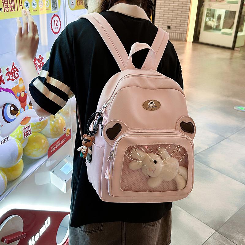 Schoolbag New Large Capacity Cute Cartoon Shoulder Bag Versatile Girl Pain Bag Casual Fashion Girls Transparent Backpack