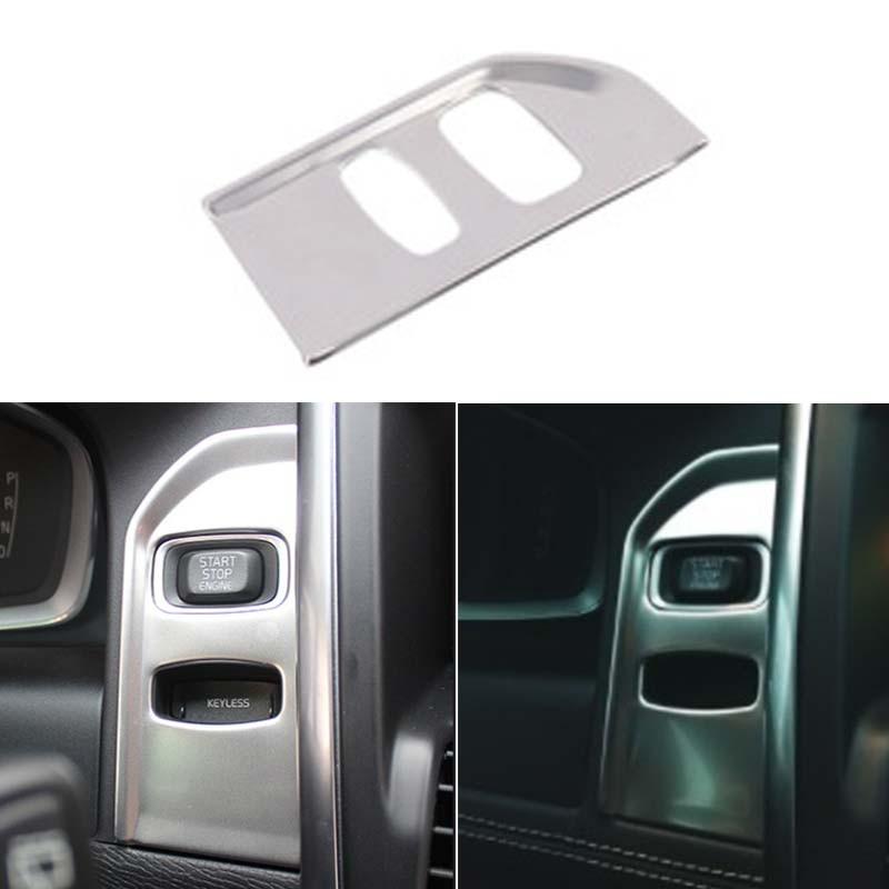 For Volvo XC60 2010-2017 Silver Steel Start Button Ignition Switch Cover Trim