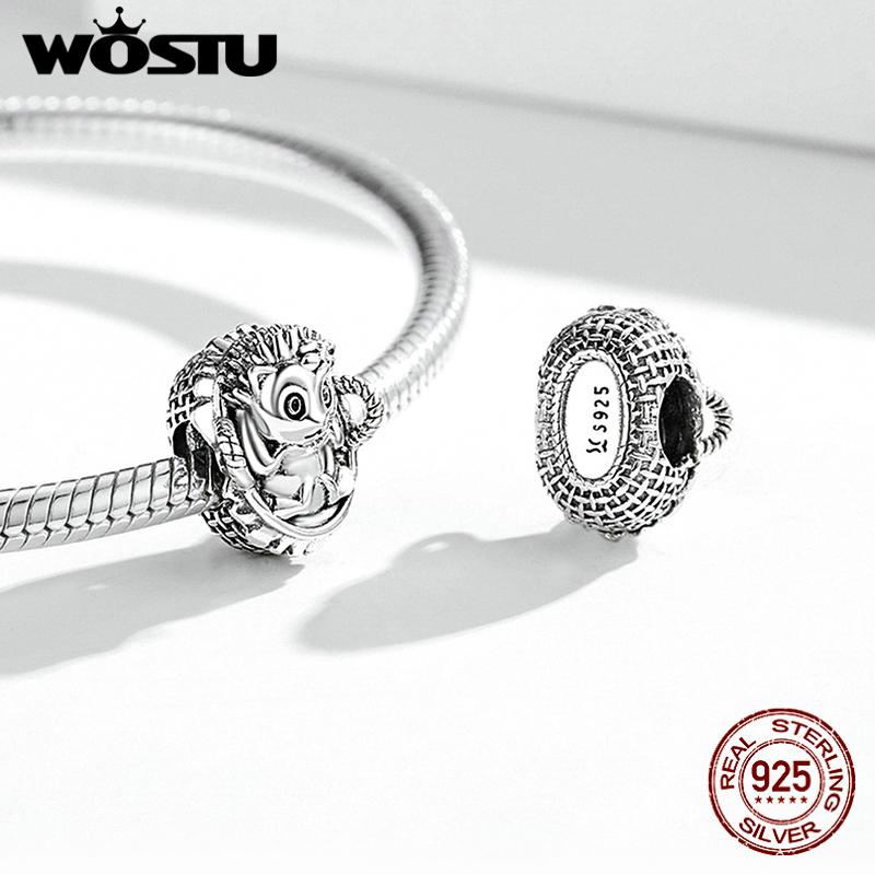 WOSTU Panier de fleurs en argent Sterling 925 pour bébé, hérisson exquis, perles breloque adaptées au Bracelet Original, pendentif, bijoux fins