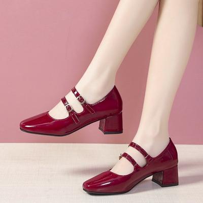 Fashion 2024 High Quality Women's Shoes Buckle Strap Women's High Heels Fashion Square Toe Office and Career New Plus Size Heels Women
