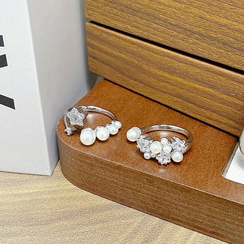 [Star Bead Romance] Stars Full Of Diamonds Zircon Cross Opening Ring Exquisite Elegance Personality High Sense Ring Woman