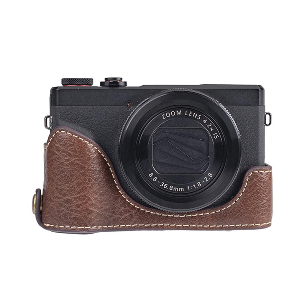 Digital Camera Protective Case PU Leather Camera Storage Bag with Removable Shoulder Strap Compatible with G7X2 G7X3