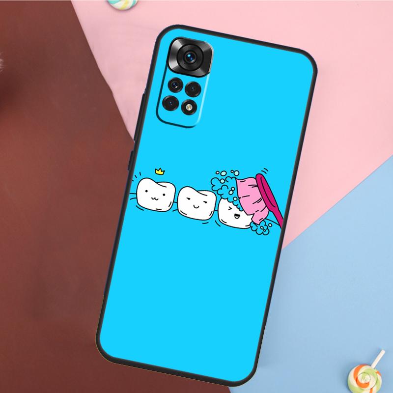 Cartoon Dentist Dental Crowned Teeth Cover For Xiaomi Redmi Note 13 Pro 14 12 11 9 10 9S 10S 11S 12S Redmi 14C 10C 12C 13C Case