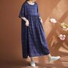 New  Vintage Plaid Summer Dress Women Plus Size Casual Oversize Loose Basic Dress
