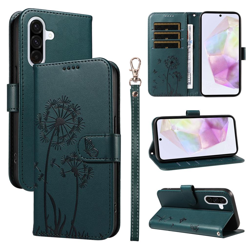 For Samsung Galaxy A56 5G Leather Wallet Case with Strap Dandelion Imprint Phone Stand Cover