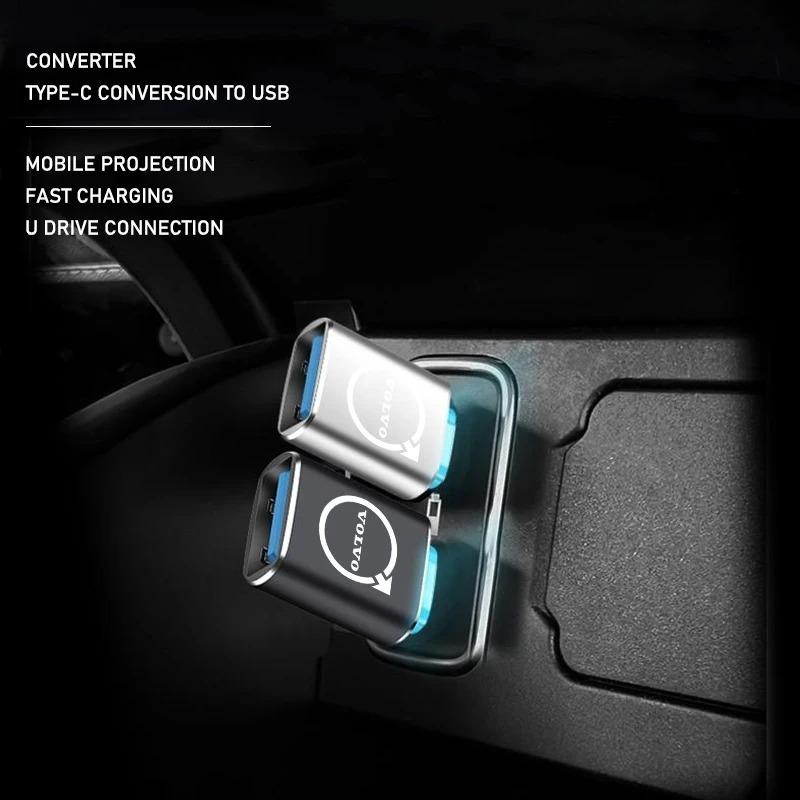 Adapter Kabel Ładowarki Samochodowej Konwerter Portu USB na Typ C Dla Volvo XC90 V90 V60 XC60 V40 S80 S60 S90 C40 XC40 V70 XC70 C30 C70