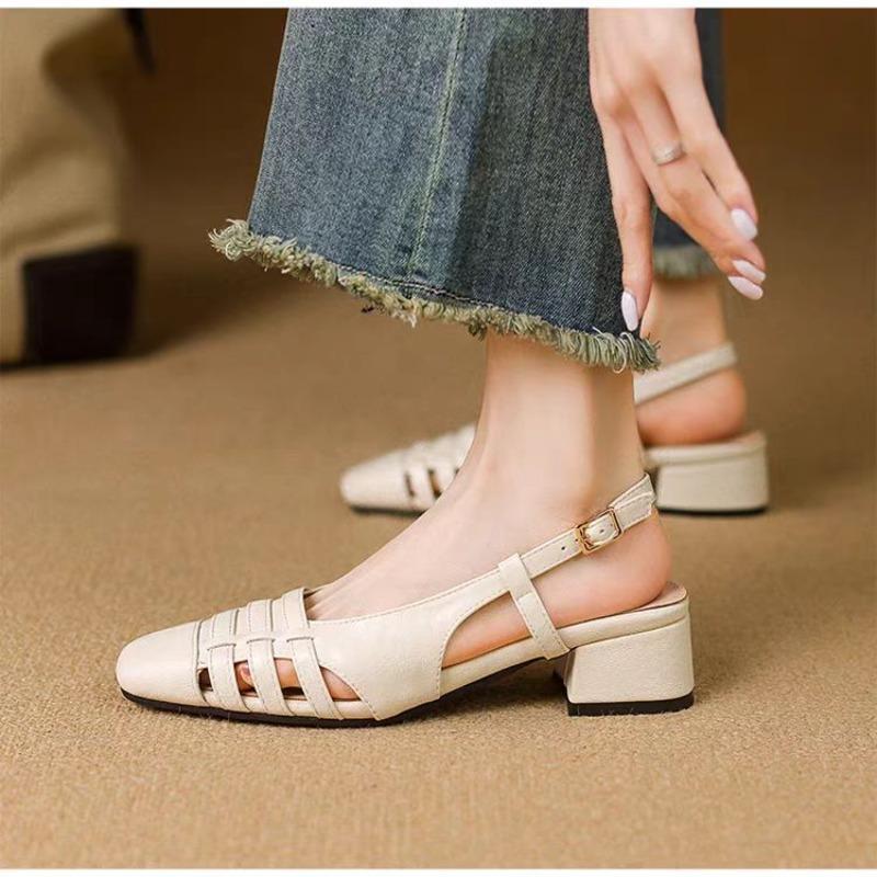 Fashion Summer Women Sandals Luxury Leather Strap Woven Roman Sandals Fashion Ankle Buckle Wide Heels Women Shoes Sandalias De Mujer