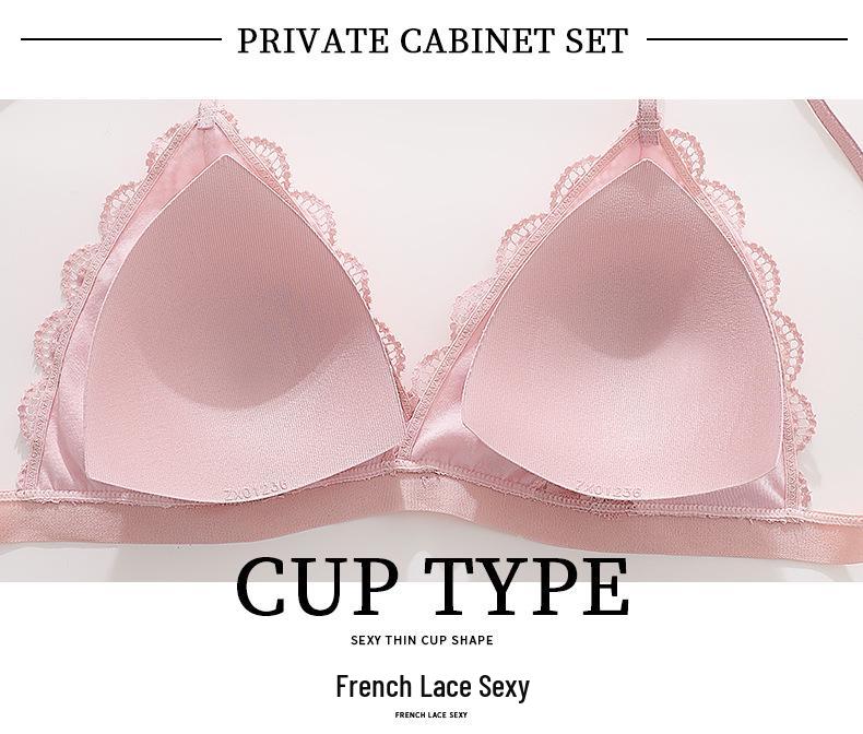 French Lace Push-Up Wireless Bra & Panty Set for Women - Sexy, High-end, Beautiful Back, Plus Size.