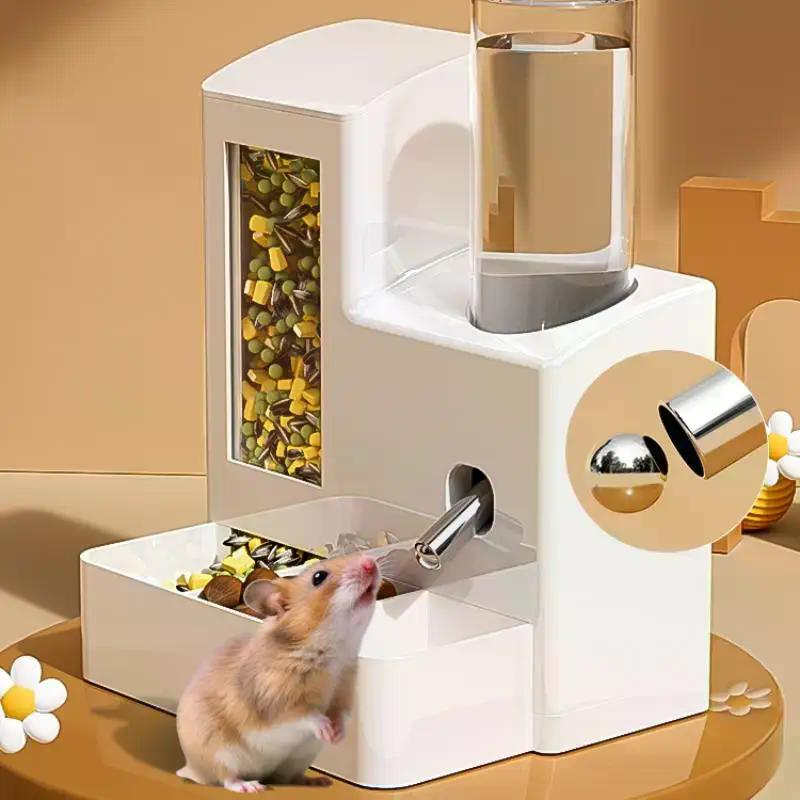 2-in-1 Automatischer Hamster Futterautomat Wasserspender Multifunktional Kleintiere Trinken Und Füttern Futterbehälter