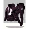 Herren Casual Sport-Kapuzenpullover und Hose 2-teiliges Set, mit coolen Aufdrucken, perfekt für Outdoor-Aktivitäten und gemütliche Spaziergänge