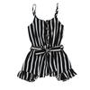 Summer Girl's Sleeveless Bow Sling Stripe Print Jumpsuit Climbing Suit