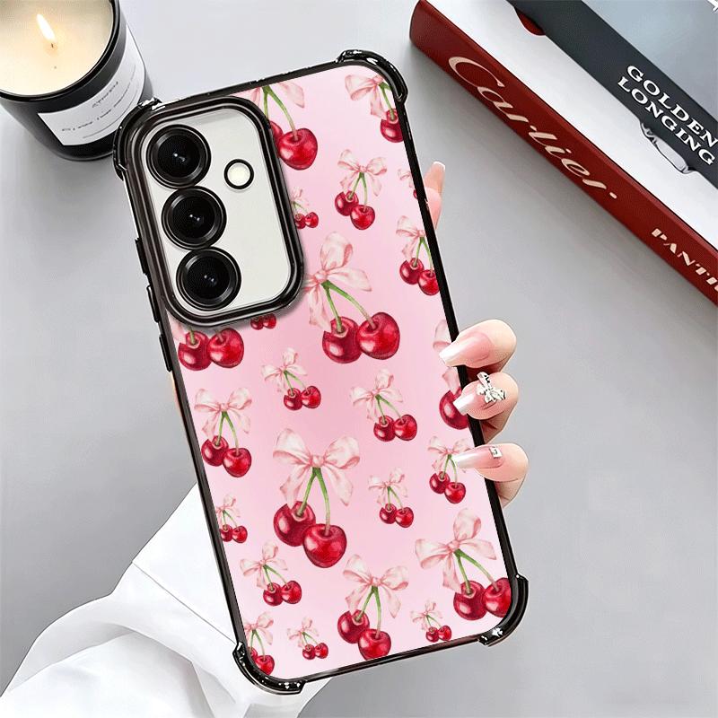 Cherry Bow Sweet Soft Phone Case For Samsung A17 A27 A07 A37 A57 A16 A56 A15 A55 A14 A54 A13 A53 A26 A36 A25 A35 A24 A34 A23 A33