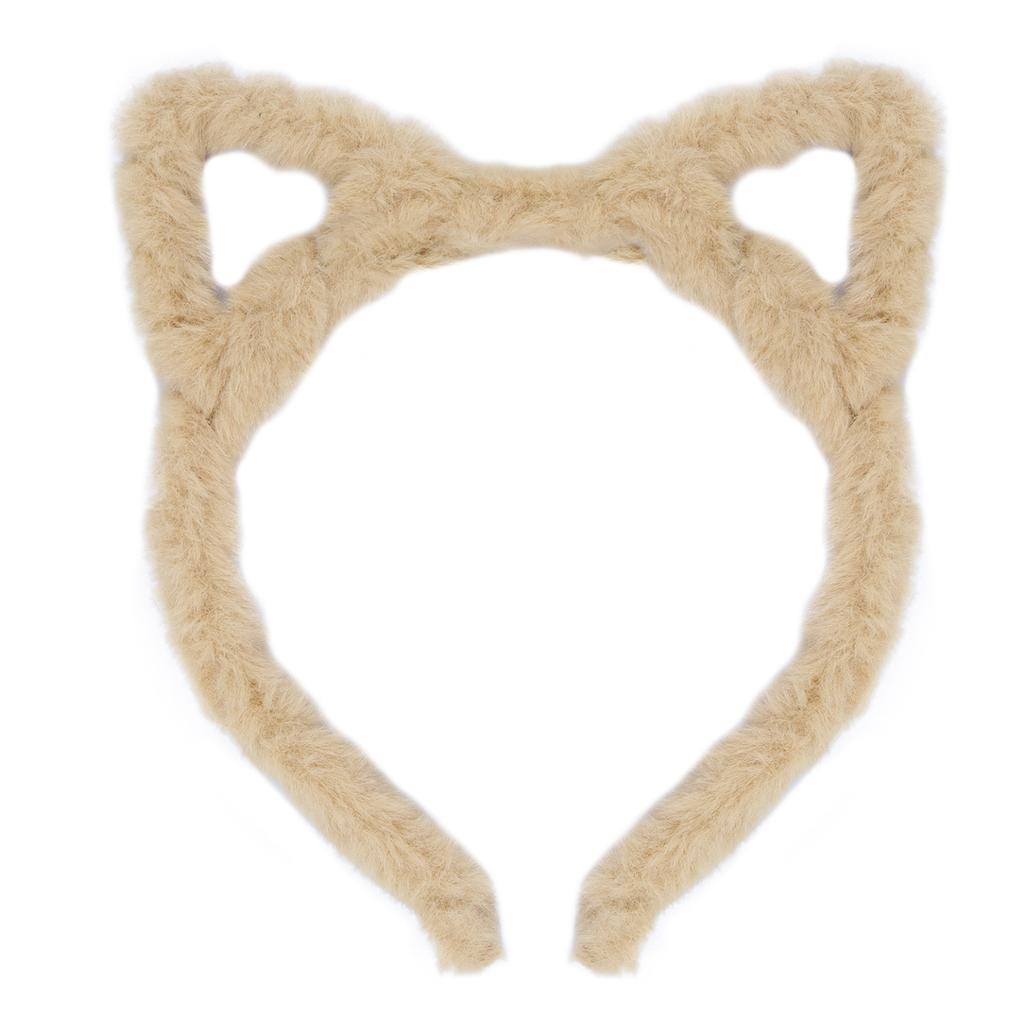 Furry Cat Ears Headband Halloween Cosplay Cat Women Hairband, Black White Pink Kakhi