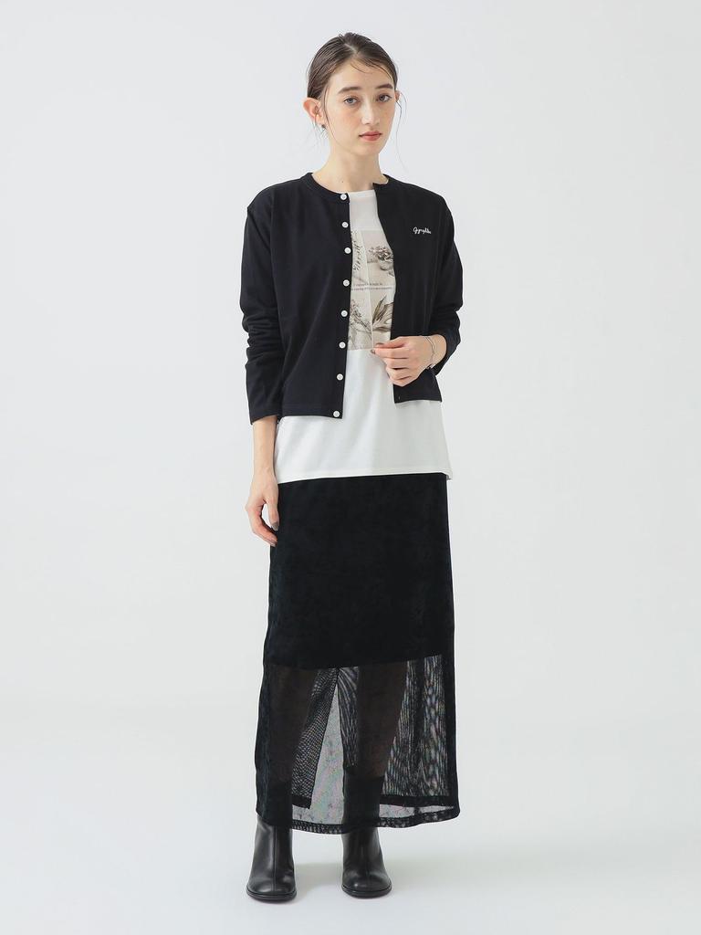B:MING LIFE STORE by BEAMS Women's Gymphlex Cotton Long Sleeve Short Tee Cardigan, Black, Size 14