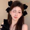 2Pcs Graceful Retro Black/Red Velvet Bow Clip Elegant Two-Piece School Party Duckbill Clip For All Seasons Hair Accessories