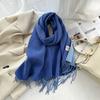 Solid Color Imitation Cashmere Scarf Women's Winter Thickened Double-sided Warm Scarf Cold-proof Outer Long Shawl