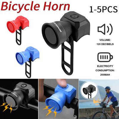 120db Electric Bicycle Horn 5 Sound Modes for Adults Kids Bicycle Bell Waterproof USB Rechargeable Battery for Mountain Bike