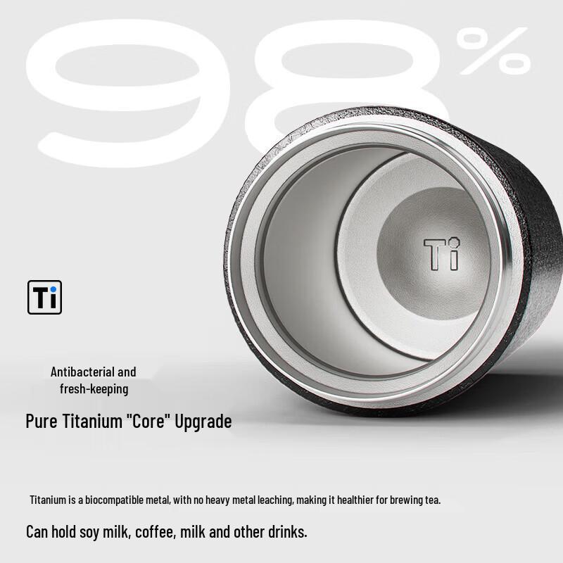 RELEA Men's Pure Titanium Lined Insulated Tea Thermos with Temperature Display