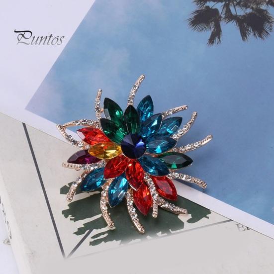 Classic Handmade Colorful Rhinestones Flower Shape Brooch Pin Vintage Hat Scarf Shawl Badge Bridal Gift Dress Accessories