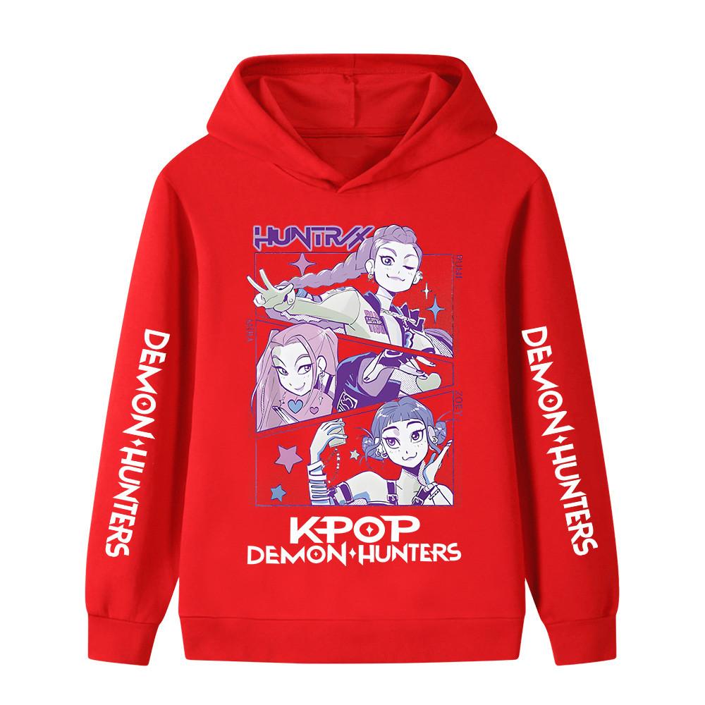 B1198XX Kids Boys Girls Kpop Rumi Zoey Mira Huntrix Print Long Sleeves Hoodie