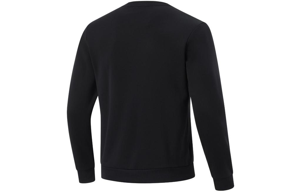 Li Ning Table Tennis Collection Solid Color Fleece Lined Crew Neck Pullover Sweatshirt Unisex Black AWDUA61-1