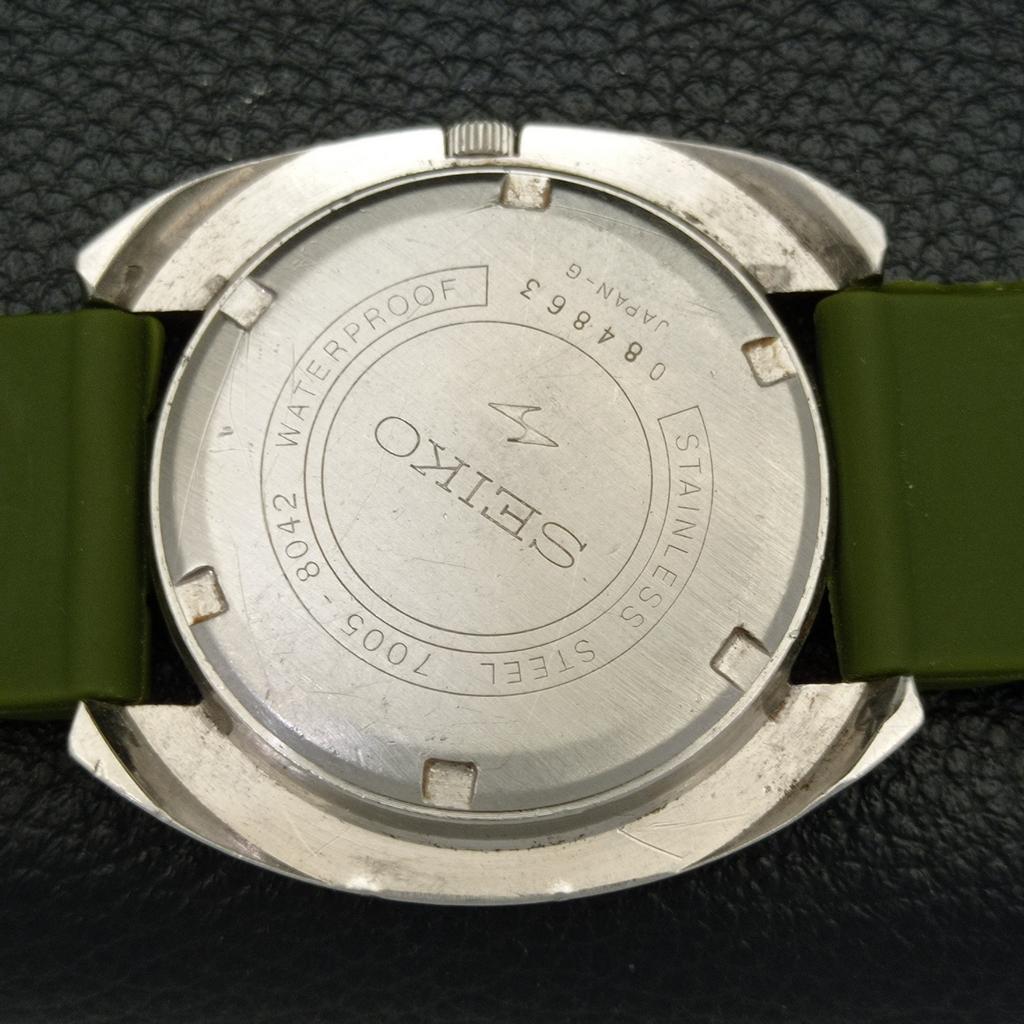 USED VINTAGE SEIKO 5 AUTOMATIC 7025A JAPAN MENS GREEN COLOR DIAL WATCH A433606-2
