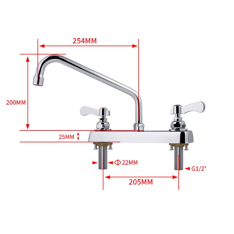 Hot Selling Modern Design Dual Handle Brass Water Tap Hot/Cold Kitchen Sink Faucet Hotel Mall Deck-Mounted 2-Hole Easy